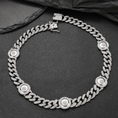 Hiphop ice out cuban link chain star heart choker necklace for men