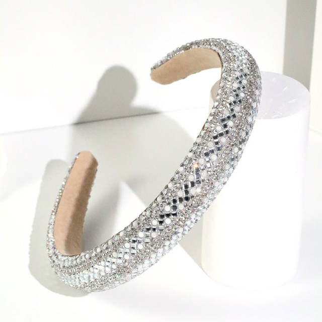 Wedding pearl bead rhinestone padded headband