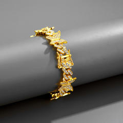 Chunky ice out butterfly cuban link chain necklace bracelet for men