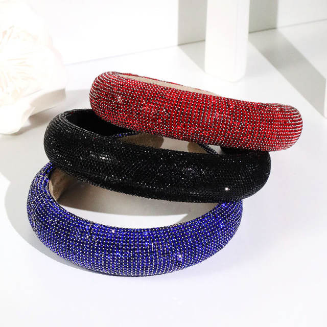 Super shiny colorful rhinestone luxury padded headband