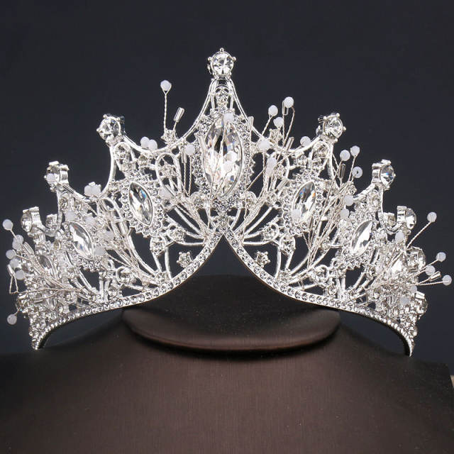Handmade luxury rhinestone glass crystal wedding crown