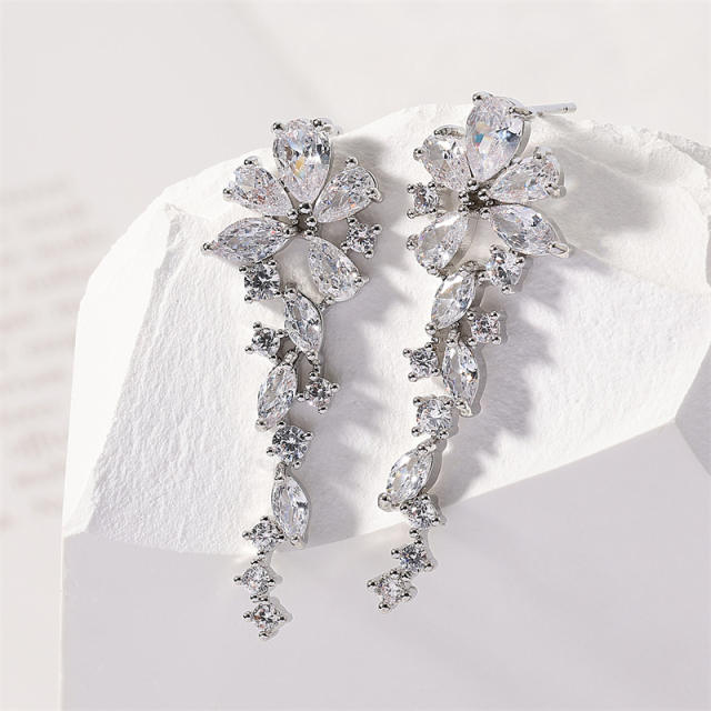 Elegant 925 needle color cubic zircon diamond earrings