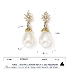 Eleagnt cubicz ircon tear drop pearl women wedding earrings prom earrings