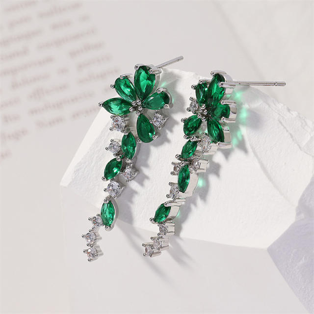 Elegant 925 needle color cubic zircon diamond earrings