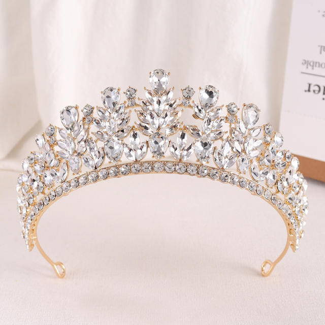 Baroque color glass crystal statement wedding crown