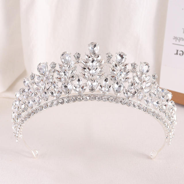 Baroque color glass crystal statement wedding crown