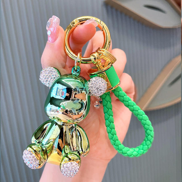 Delicate gorgeous color diamond cartoon bear keychain