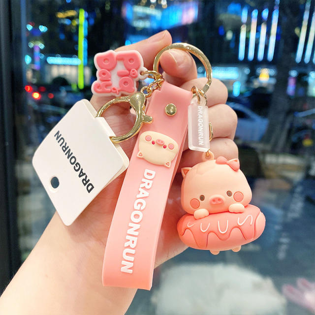 Sweet cartoon pink pig cute keychain