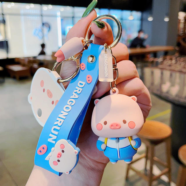 Sweet cartoon pink pig cute keychain