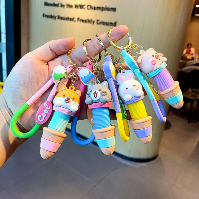 Cartoon animal decompression toys keychain