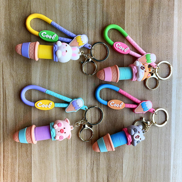 Cartoon animal decompression toys keychain