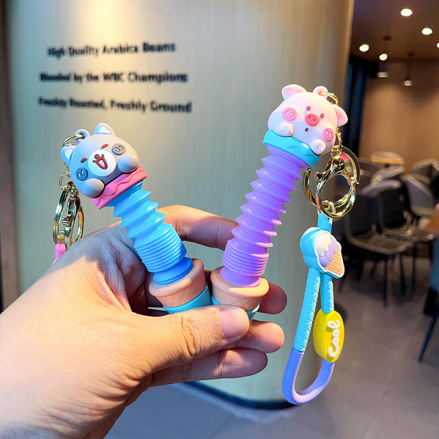 Cartoon animal decompression toys keychain