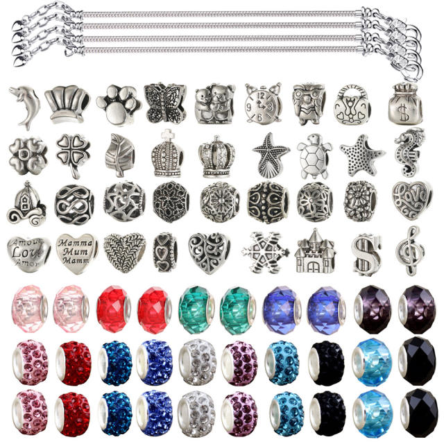 Hot sale colorful bead snake chain diy bracelet set