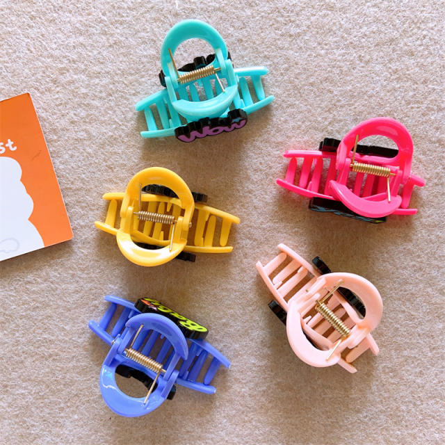 Korean fashion fluorescent color letter hair claw clips for kids