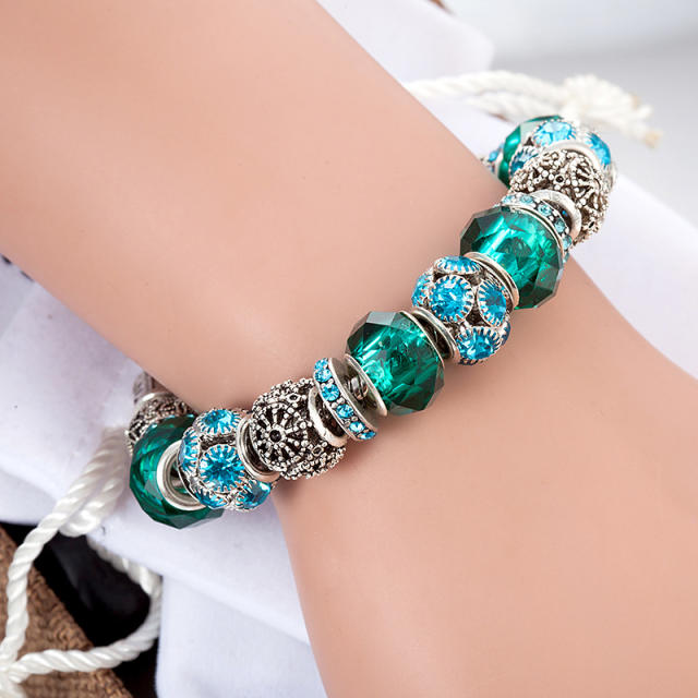 Famous brand green color crystal bead diy bracelet