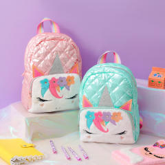 Autumn winter new design quilted pattern puff backpack school bag for kids