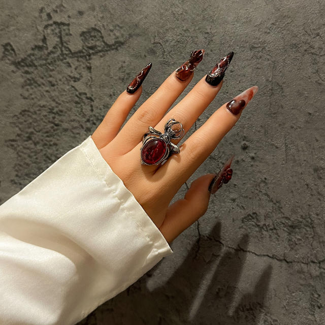 Halloween spider blood drop black choker necklace rings