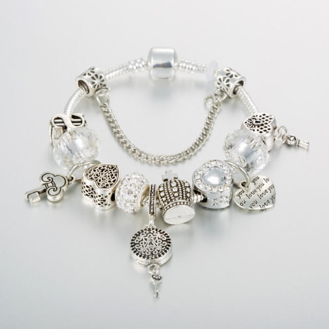 Delicate famous brand white crystal bead diy bracelet
