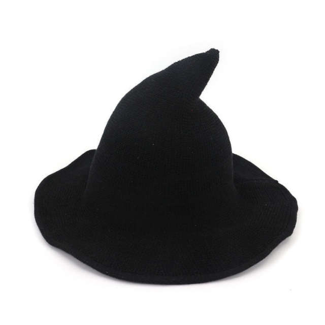 Hot sale knitted folding witches hat halloween hat