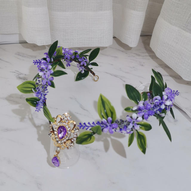 Forest fairy purple color series V shape flower crown