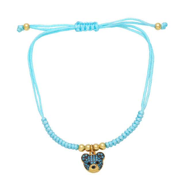 Sweet colorful diamond bear charm string rope bracelet friend ship bracelet