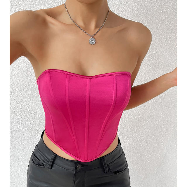 Ebay hot sale plain color sexy off shoulder corset tops