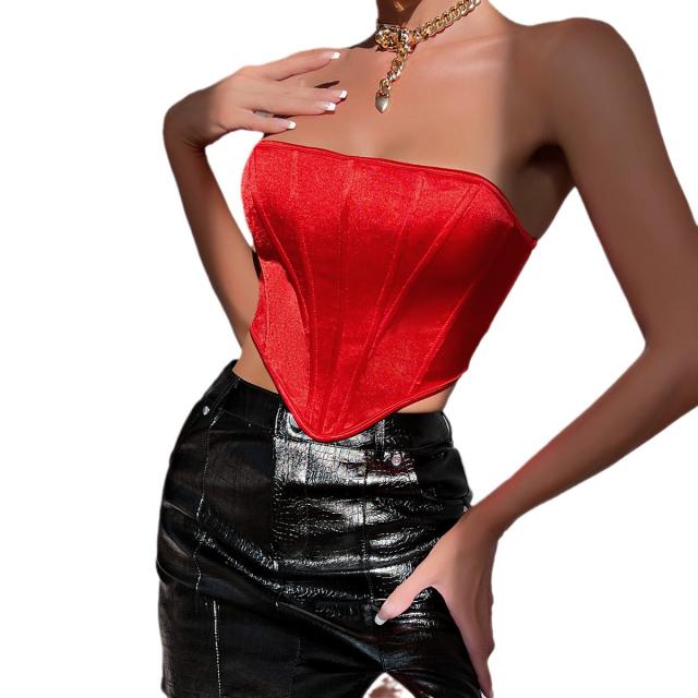 Ebay hot sale plain color sexy off shoulder corset tops