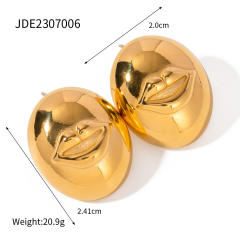 18KG chunky sexy lips oval shape stainless steel studs earrings