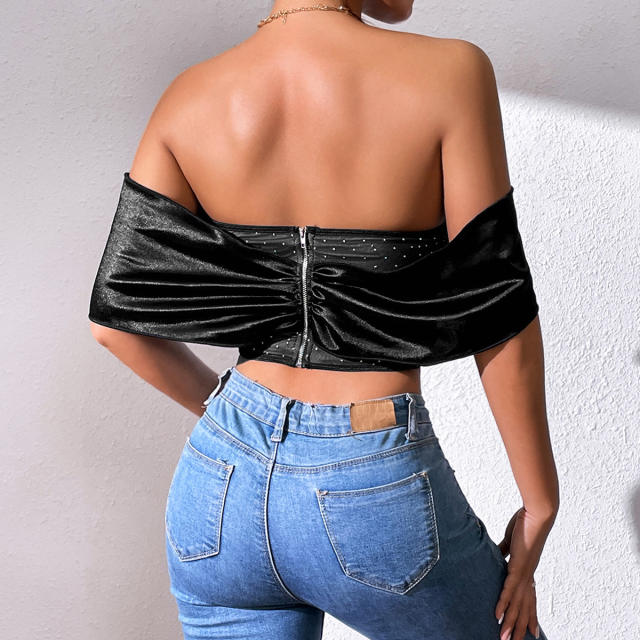 Sexy black color off shoulder corset tops