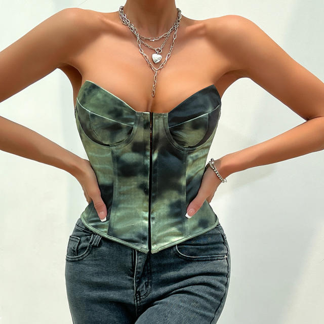 Hot sale contrast color sexy off shoulder corset tops