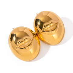 18KG chunky sexy lips oval shape stainless steel studs earrings