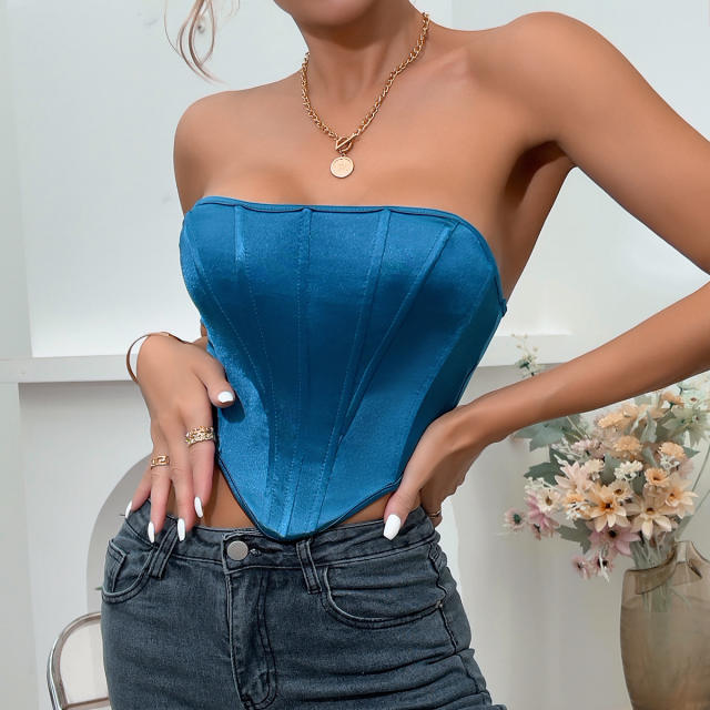 Ebay hot sale plain color sexy off shoulder corset tops