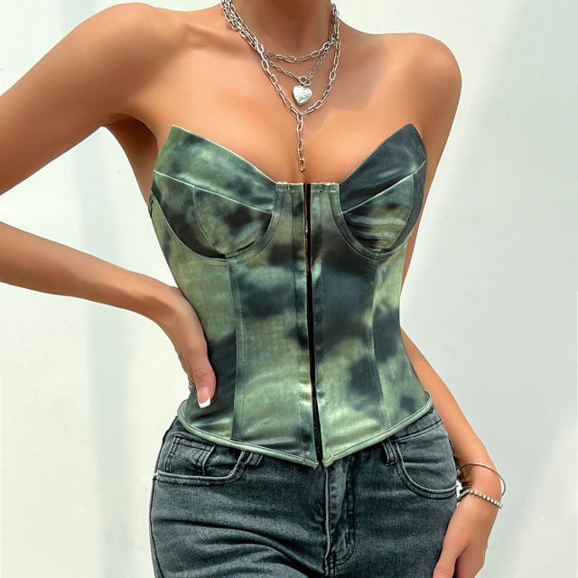 Hot sale contrast color sexy off shoulder corset tops