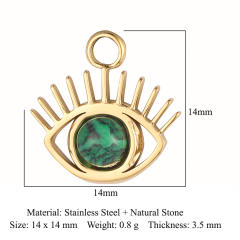 DIY stainless steel diamond evil eye coin heart shape stainless steel necklace charm pendant 3pcs/pack