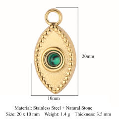 DIY stainless steel diamond evil eye coin heart shape stainless steel necklace charm pendant 3pcs/pack