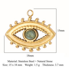 DIY stainless steel diamond evil eye coin heart shape stainless steel necklace charm pendant 3pcs/pack