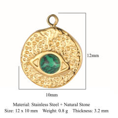 DIY stainless steel diamond evil eye coin heart shape stainless steel necklace charm pendant 3pcs/pack