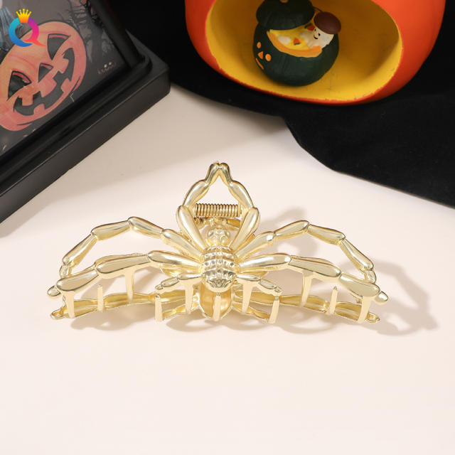 Halloween metal design hollow out spider shape hair claw clips for women