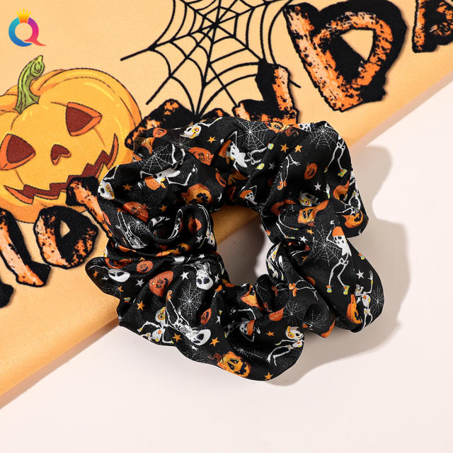 Halloween series pumkin ghoast bat pattern scrunchies