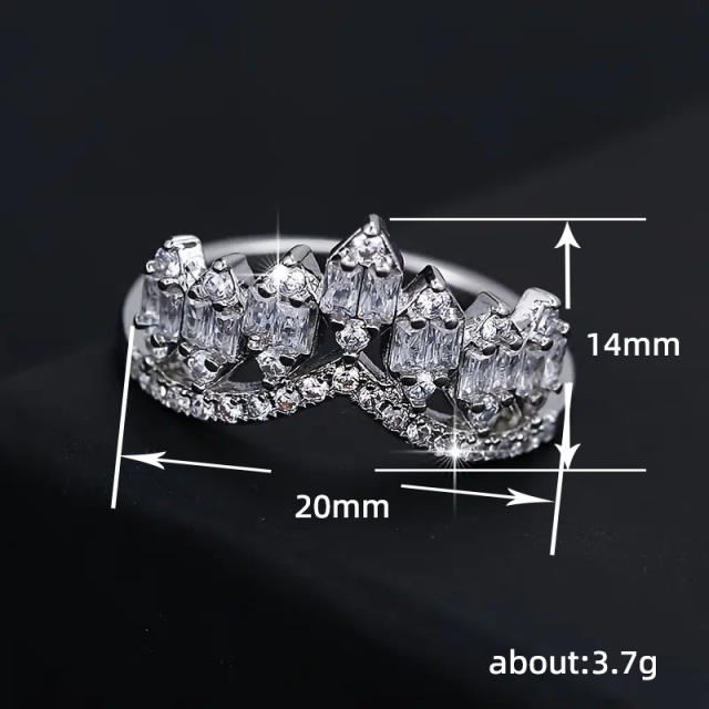 Delicate v shape diamond queen finger rings wedding rings