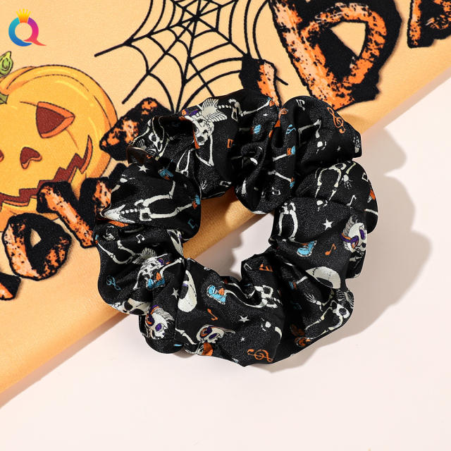 Halloween series pumkin ghoast bat pattern scrunchies