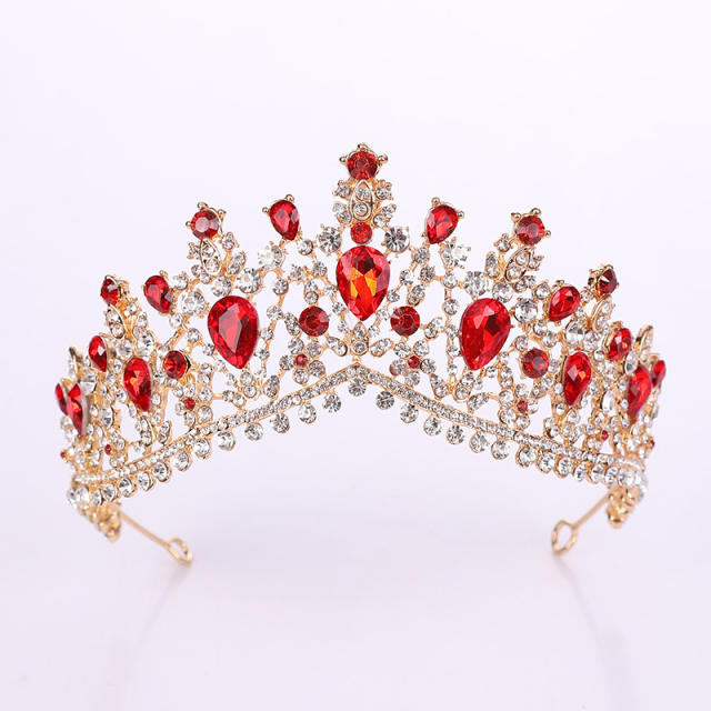 Baroque color glass crystal statament hair crown