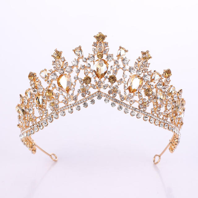 Baroque color glass crystal statament hair crown