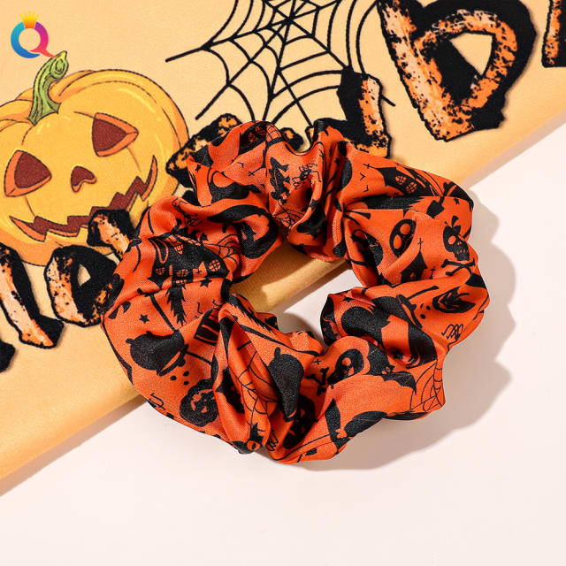 Halloween series pumkin ghoast bat pattern scrunchies