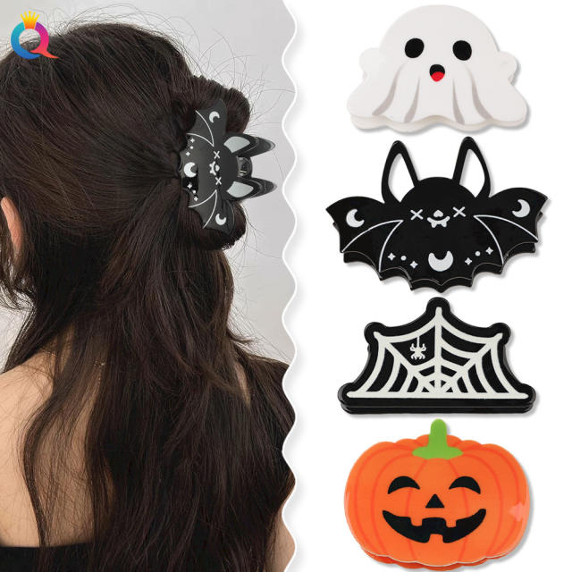 Funny halloween pumkin ghost hair claw clips