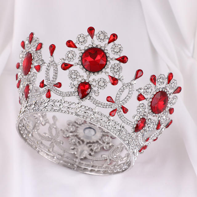 Vintage luxury color glass crystal tall hair crown