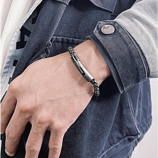 Easy match stainless steel thick box chain bracelet for men