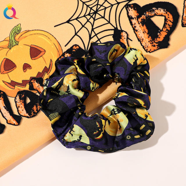 Halloween series pumkin ghoast bat pattern scrunchies