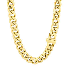 10mm HIPHOP cuban link chain bracelet necklace stainless steel necklace set for men