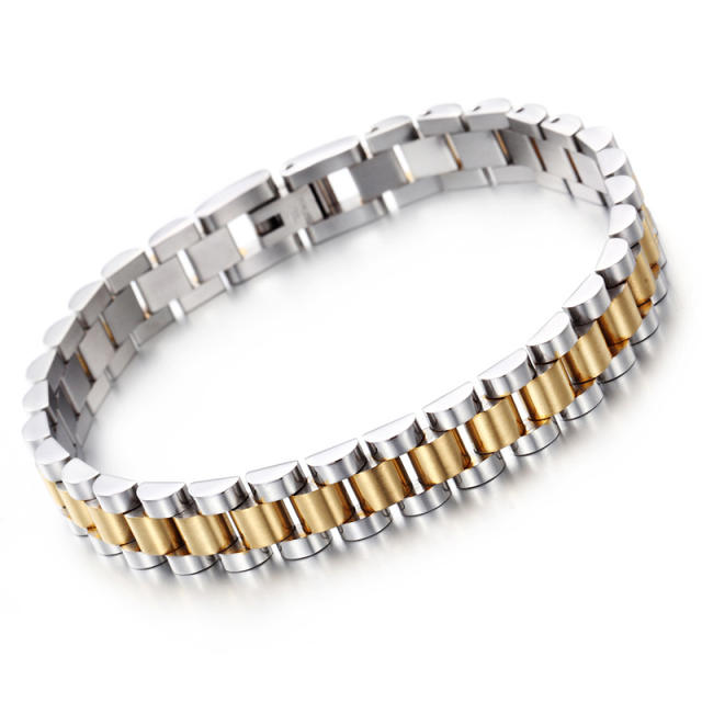 Personality chunky strap design stainless steel bracelet for men-